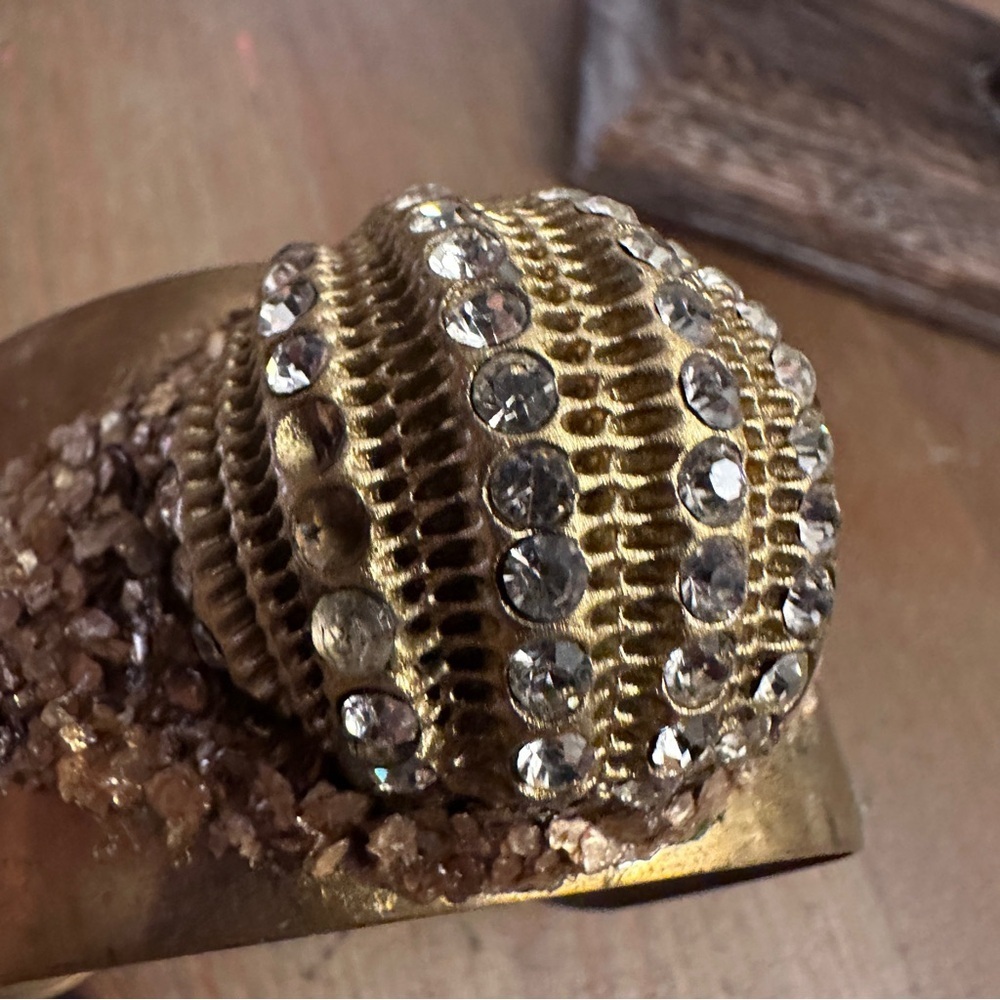 Leopard Cheetah Animal Print Wooden Black Bangle Gold Cuff Bracelet Set Costume - Picture 2 of 9